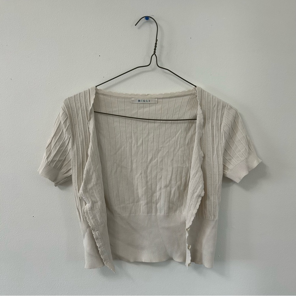 Cream Ribbed Cardigan